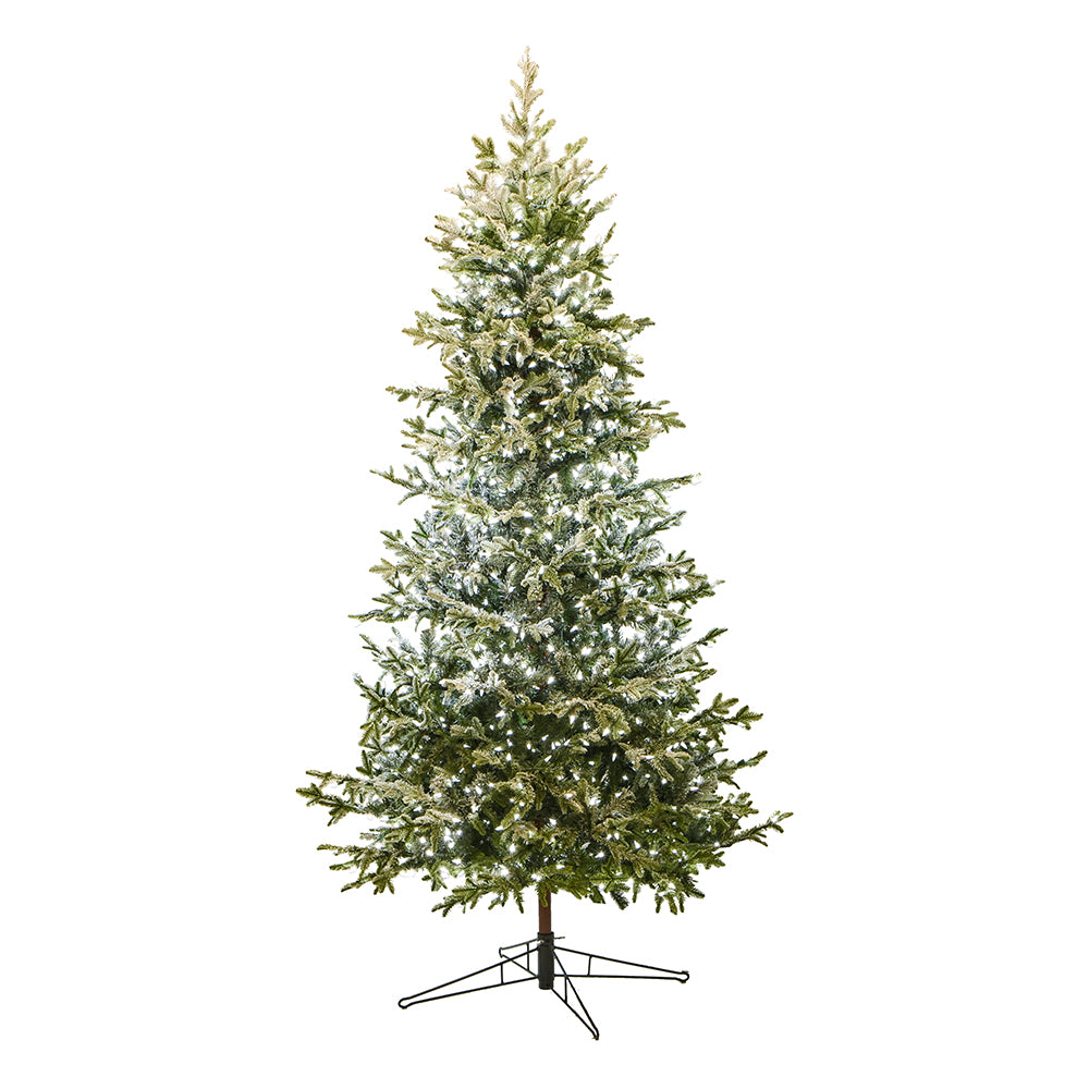 Árbol de Noruega artificial de 7.5' con nieve y luces LED blancas