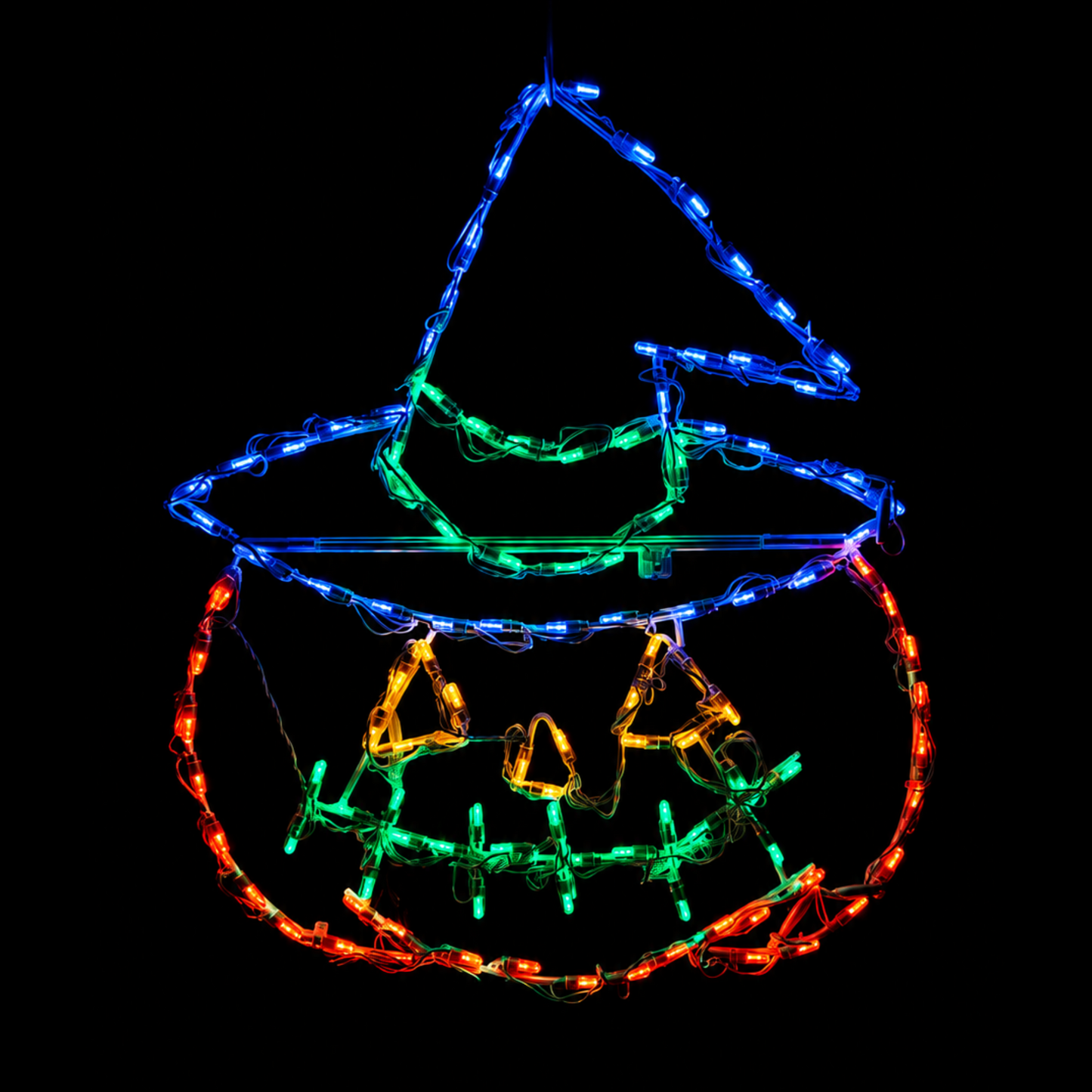 Jack-o-Lantern with Witches Hat LED Display