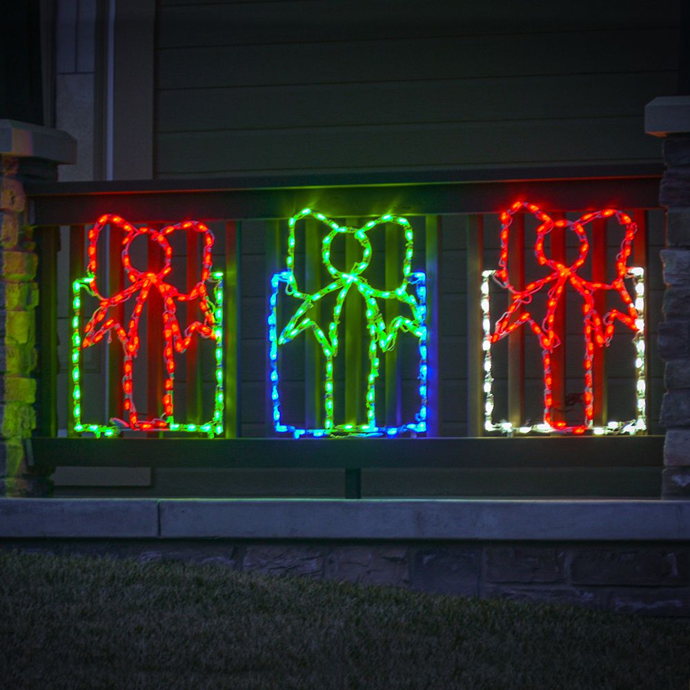 Caja de regalo con pantalla LED - Azul con lazo verde