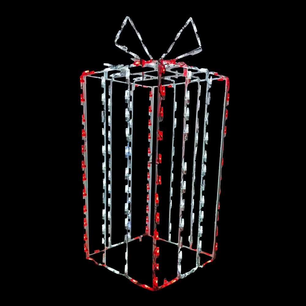 Caja de regalo 3D de 37", roja con lazo blanco - Twinkle