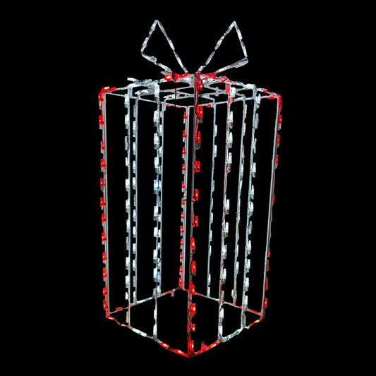 Caja de regalo 3D de 37", roja con lazo blanco - Twinkle