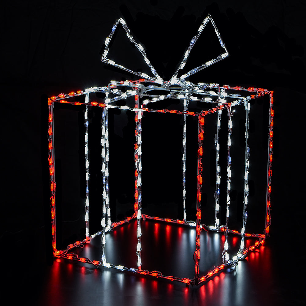 Caja de regalo 3D grande, roja con lazo blanco - Twinkle