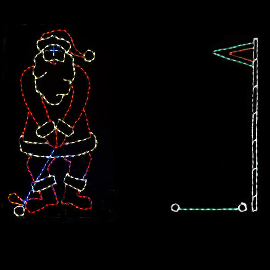 Decoración LED animada de Papá Noel jugando al golf (45")