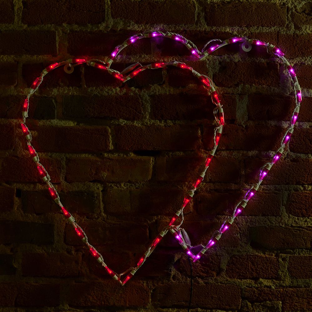 Pantalla LED Doble Corazón - Rojo y Rosa (29")