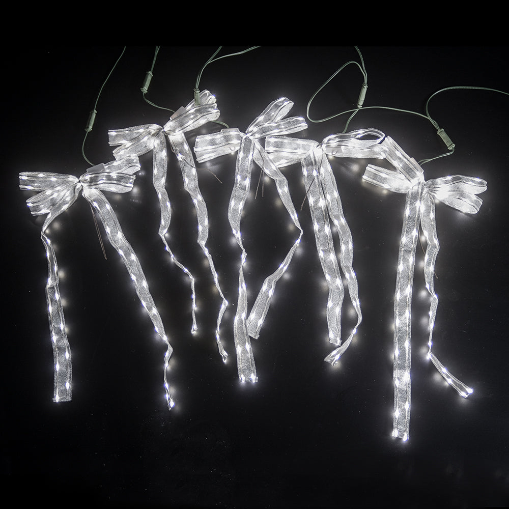 Expositor LED Illuma Bow plateado con luces blancas