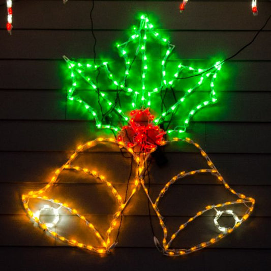 Campana parpadeante con acebo: pantalla LED animada (47")