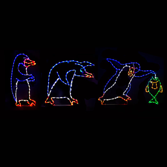 Juego de pingüinos pescadores con pantalla LED animada