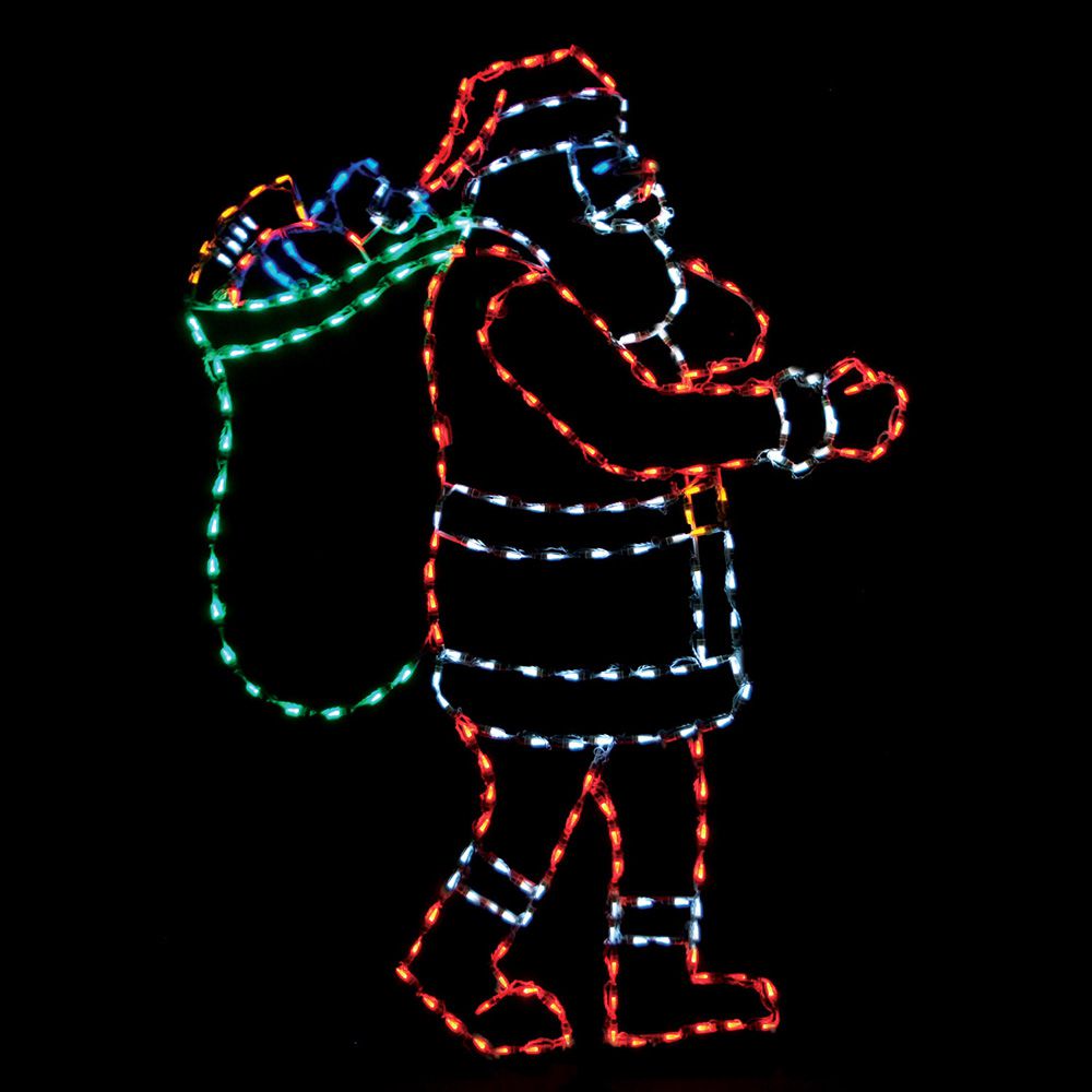 Pantalla LED Papá Noel con bolsa de regalos (48")