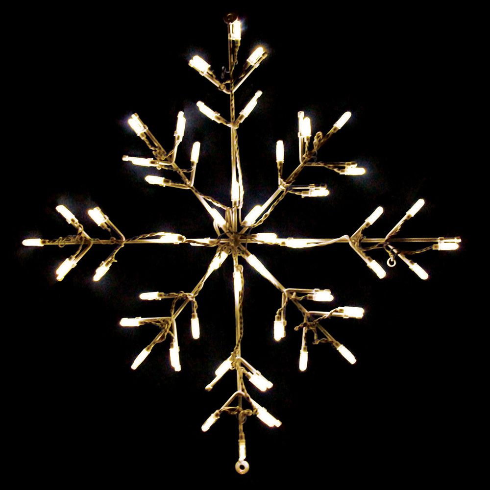 30-inch Classic Branch Snowflake LED Display glowing warm white against a black background