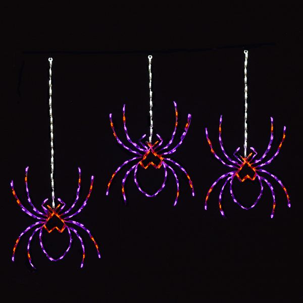 Tres arañas colgantes en telaraña con pantalla LED (37")