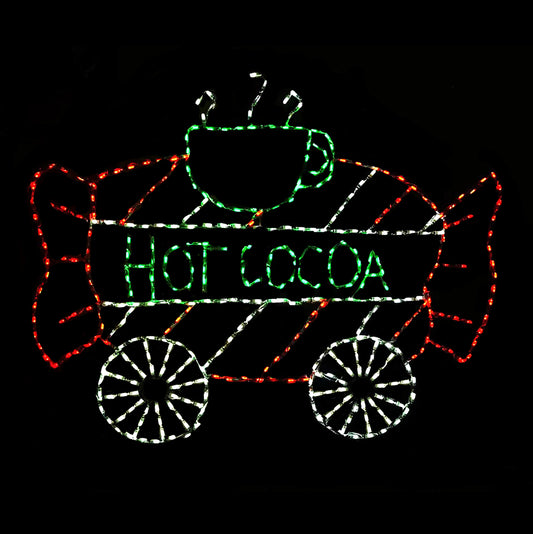 Vagón de tren de chocolate caliente con pantalla LED animada