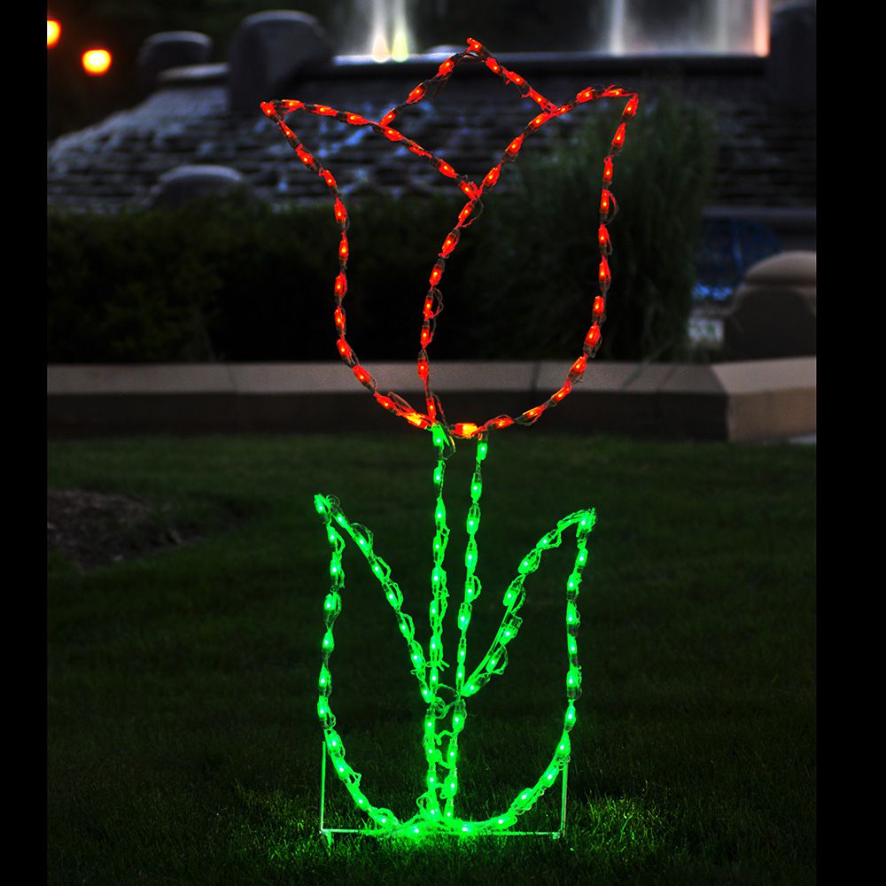 Pantalla LED de flor de tulipán - Rojo (53")
