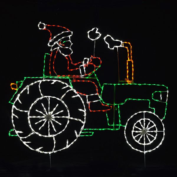 Exhibición LED animada de Papá Noel conduciendo un tractor