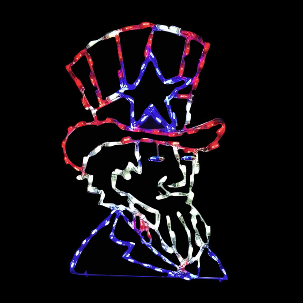 Cabeza del Tío Sam con Pantalla LED Patriótica