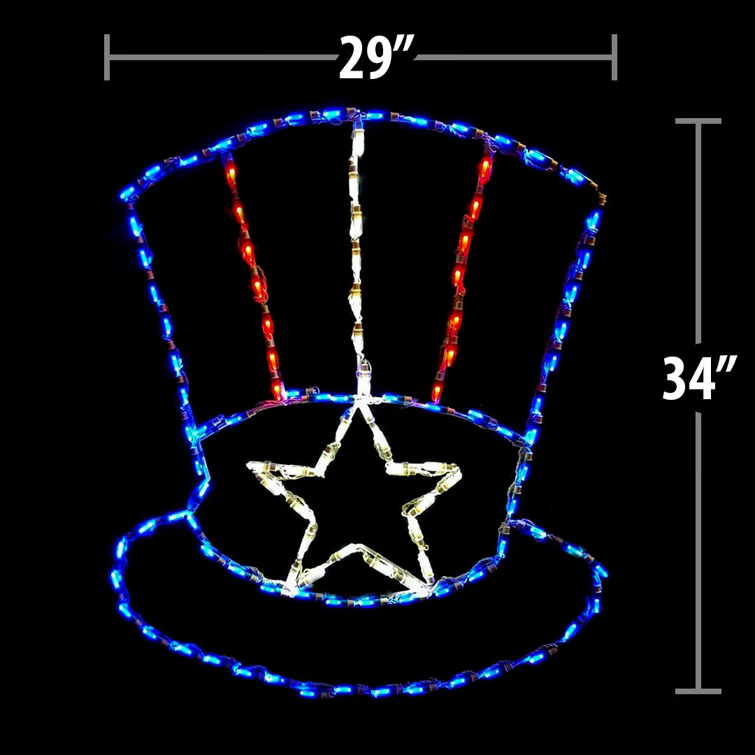 Sombrero del Tío Sam con pantalla LED patriótica (35")