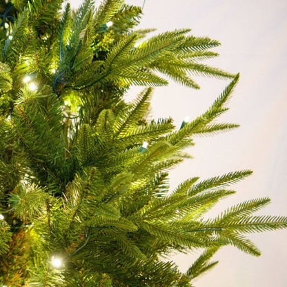 LED 12' Fraser Fir Tree, Warm White Lights - Fraser fir needles and warm white lights close-up 1