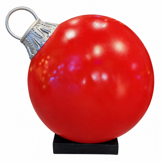 Adorno de fibra de vidrio de 24" - Rojo con tapa plateada