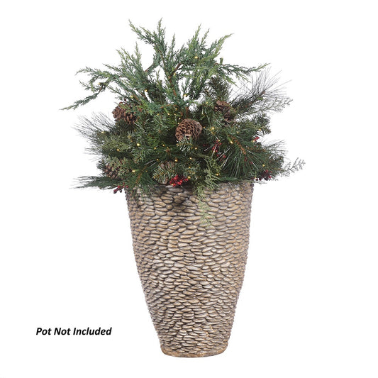 LED 30" Mountain Pine Container Filler Battery Powered - lifestyle, pot not included