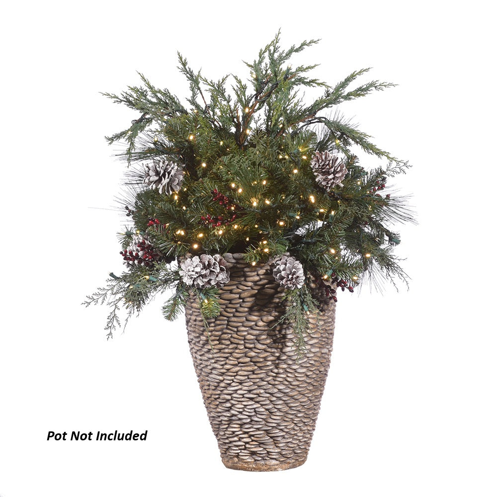 Relleno de recipiente LED de 40" Mountain Pine, alimentado por CA