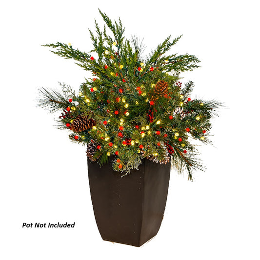 LED 40" Relleno de Contenedor Pino de Montaña Rojo/Blanco Cálido Alimentado por CA