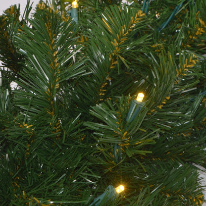 48" Sierra Fir Wreath with LED Concave Lights - greenery texture with lights, close-up 1