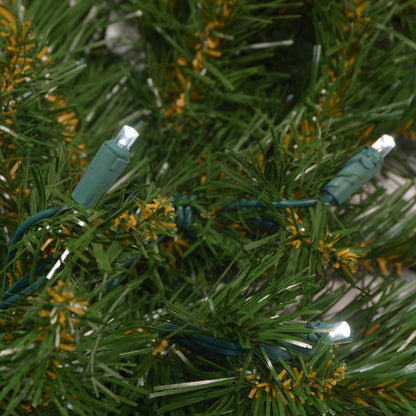 48" Sierra Fir Wreath with LED Concave Lights - greenery texture with lights, close-up 6