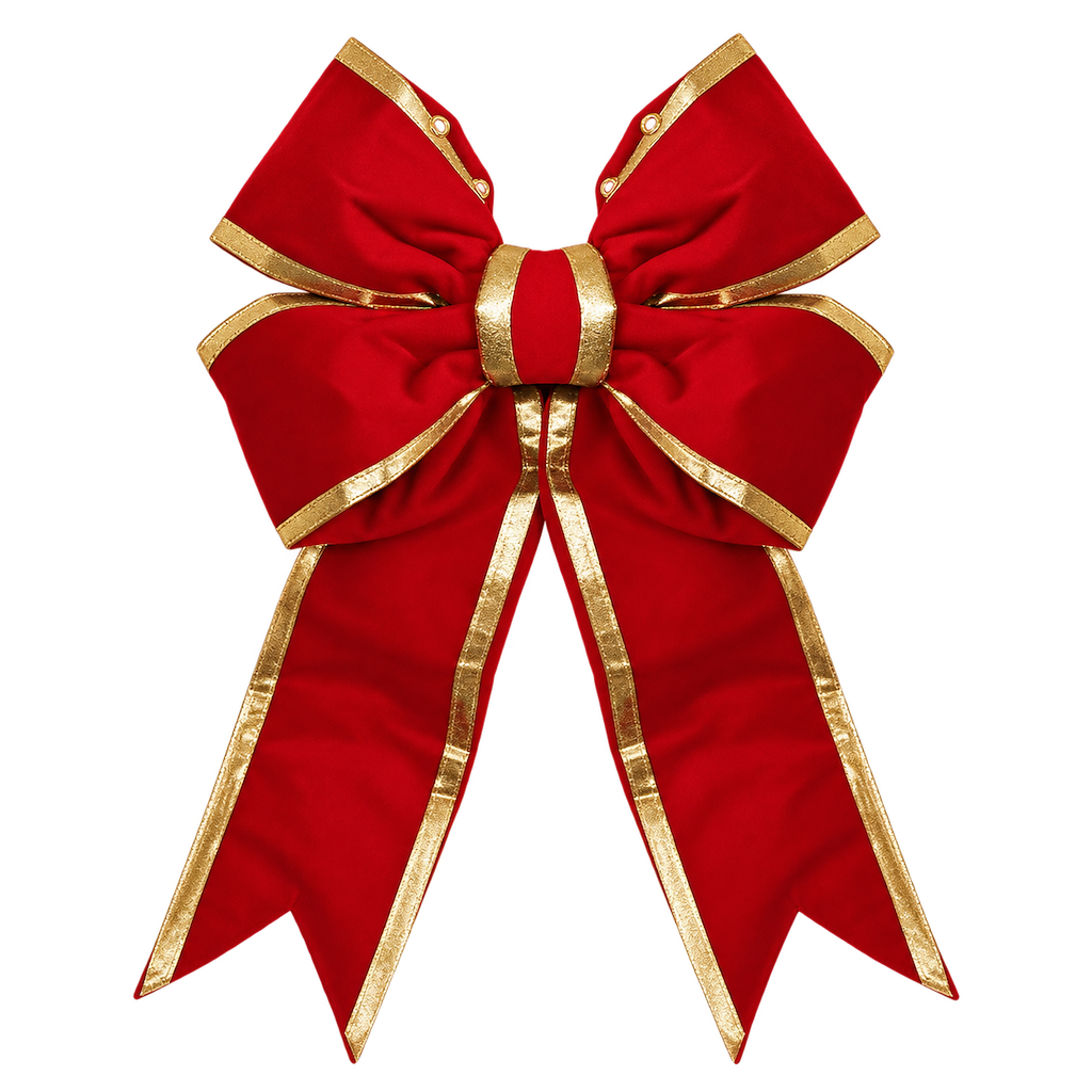 Lazo de terciopelo rojo con borde dorado de 24" y 4 bucles