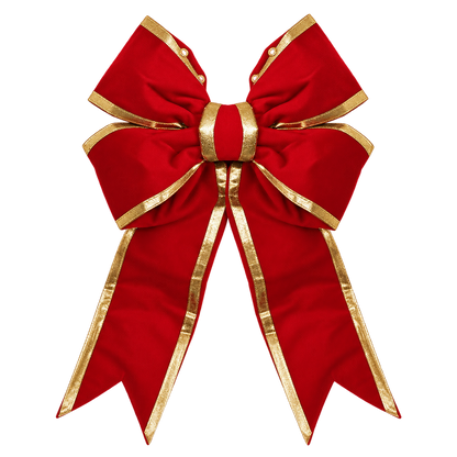 Lazo de terciopelo rojo con borde dorado de 24" y 4 bucles