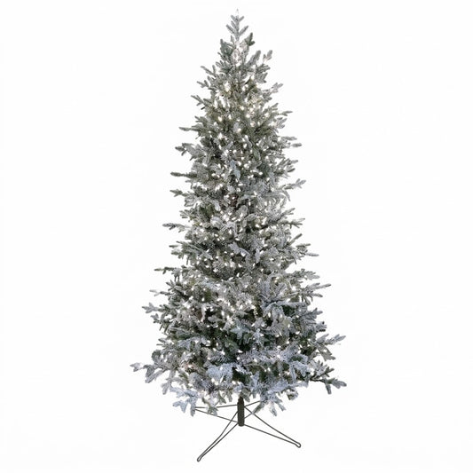 Árbol de Noruega artificial de 7.5' con nieve y luces LED blancas