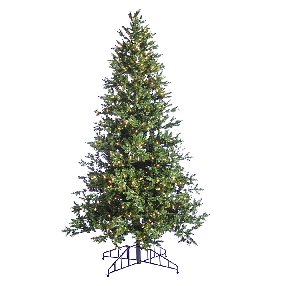 Árbol Noble delgado de 7.5' con luces LED blancas cálidas y un solo enchufe