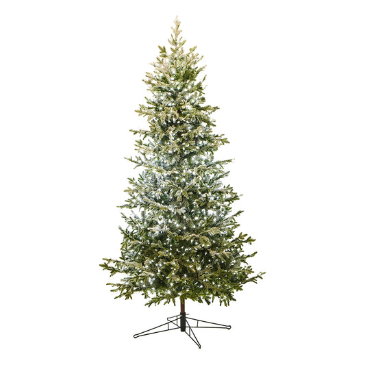 Árbol de Noruega artificial de 7.5' con nieve y luces LED blancas