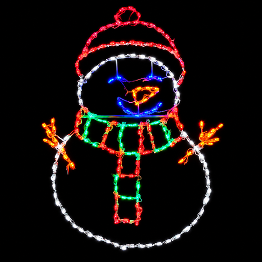Snowman with Striped Scarf LED Display