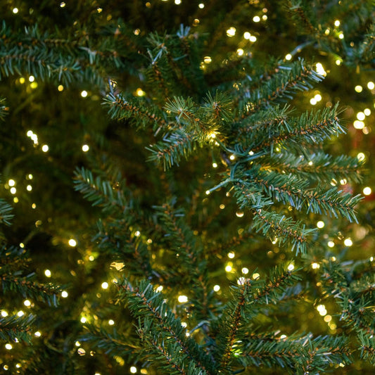 8.5' Alpine Tree - needles and white lights close-up 1