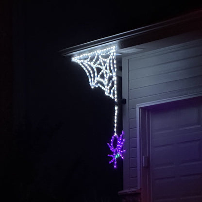 Araña con telaraña para Halloween con LED (43")