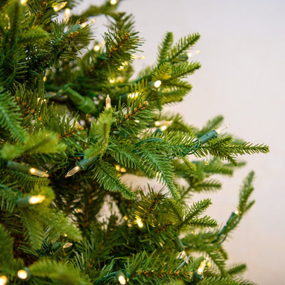 9.5' Norway Spruced Tree with LED White Warm Lights - needle and lights close-up 1