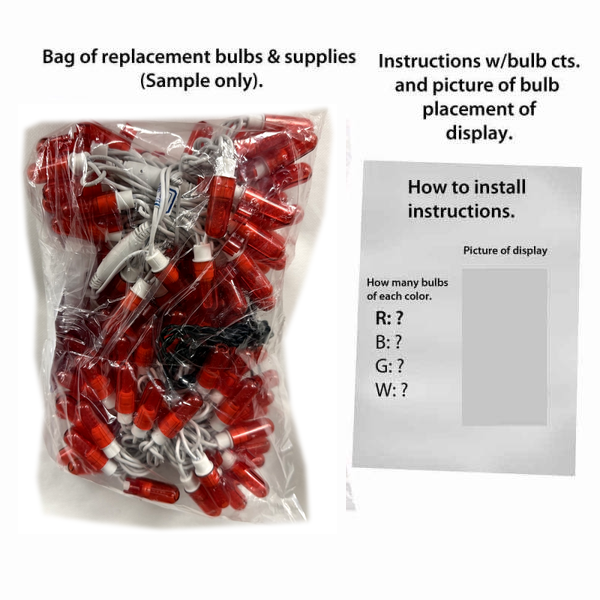 BOW 36 Red Replacement Strand - bag of replacement bulbs and supplies (sample only)