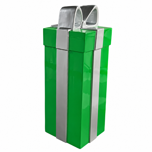 Fibra de Vidrio Regalo Verde con Lazo Plateado