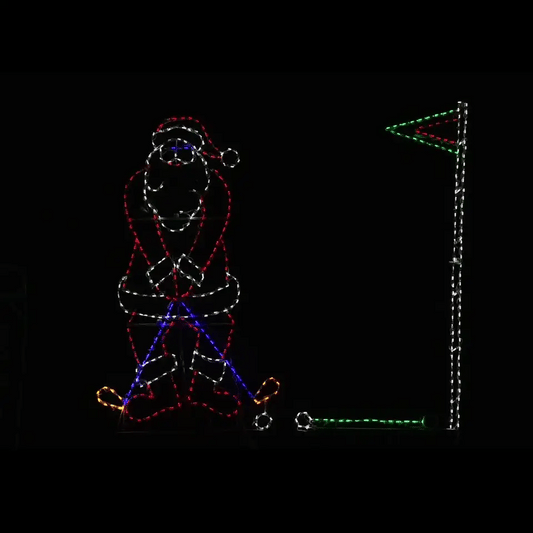 Golfing Santa Scene Animated LED Display - animated