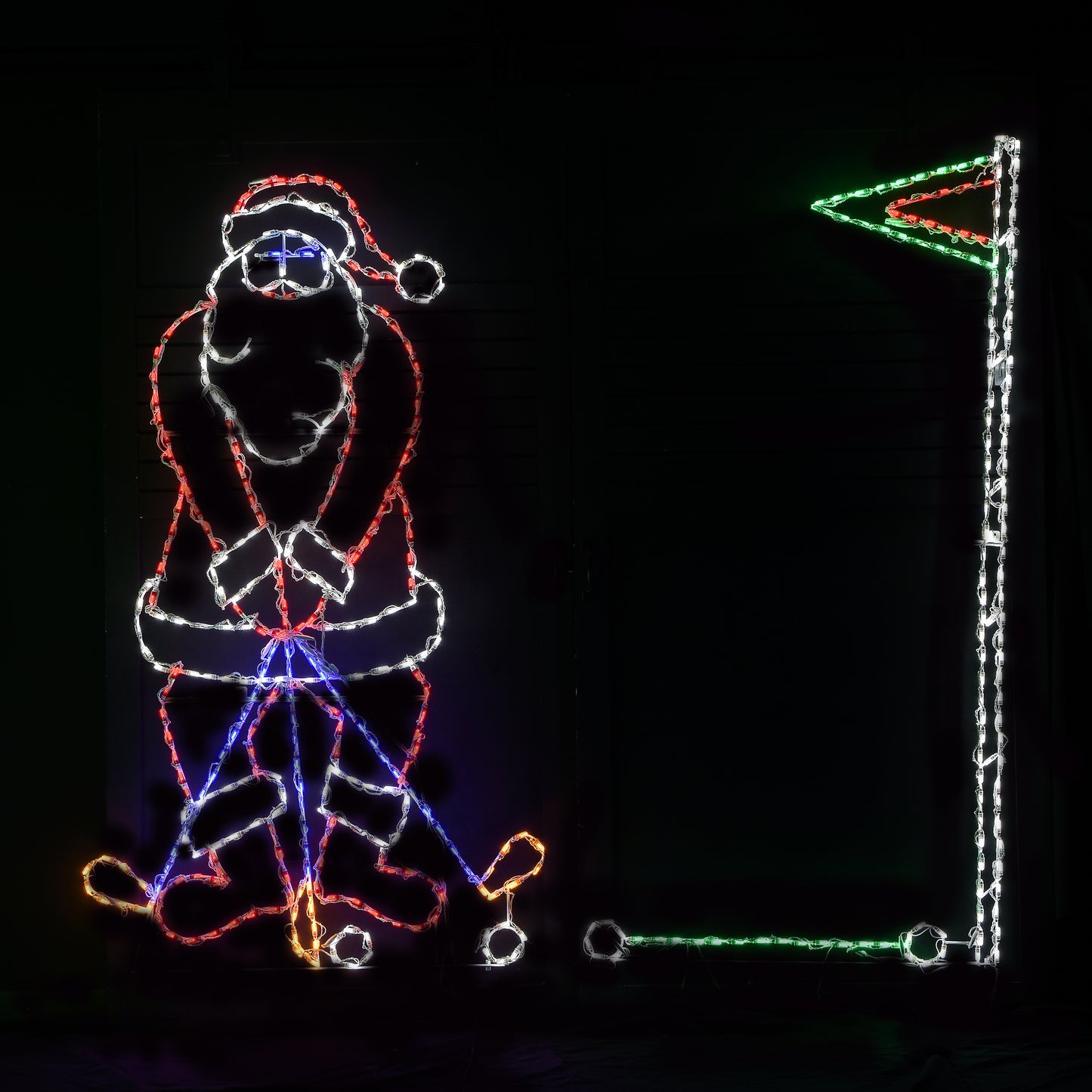 Decoración LED animada de Papá Noel jugando al golf (45")