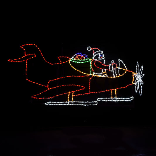 Exhibición LED Animada de Santa Volando un Avión
