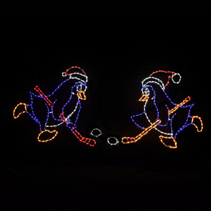 Pingüino de hockey con disco (mirando a la derecha) Pantalla LED animada (52")