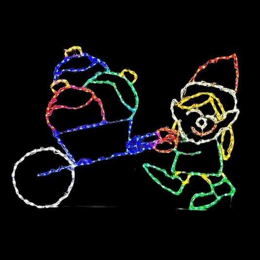 Elfa con Regalos en Carretilla (Pantalla LED)