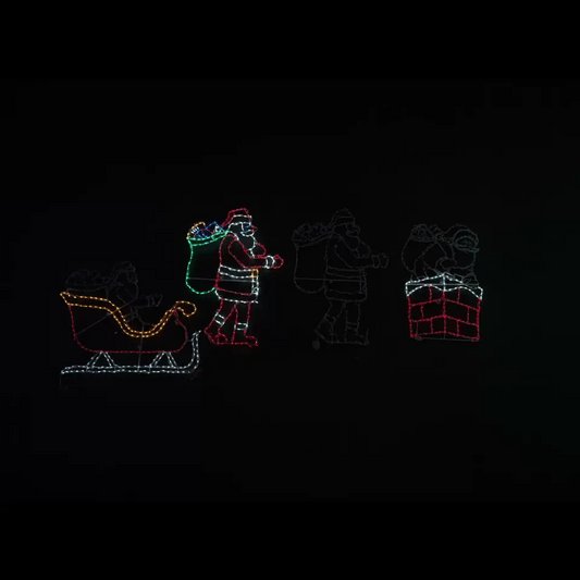 Santa Running Sleigh to Chimney Animated LED Display - square video