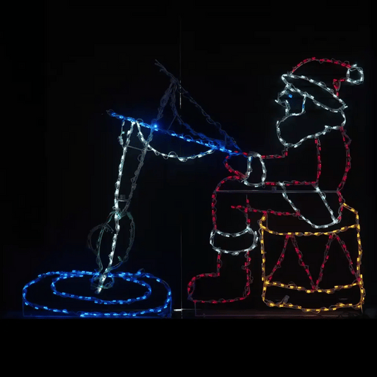 Santa Fishing Animated LED Display - square video