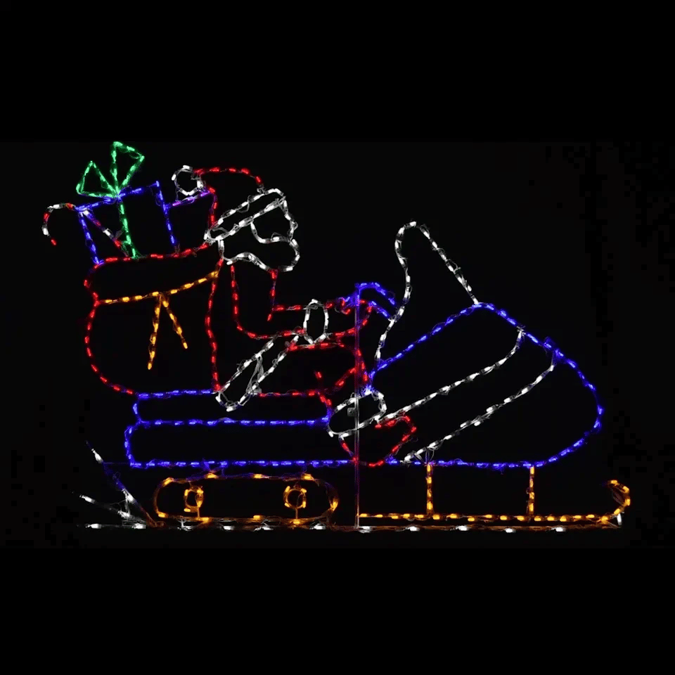 Santa Riding Snowmobile Animated LED Display