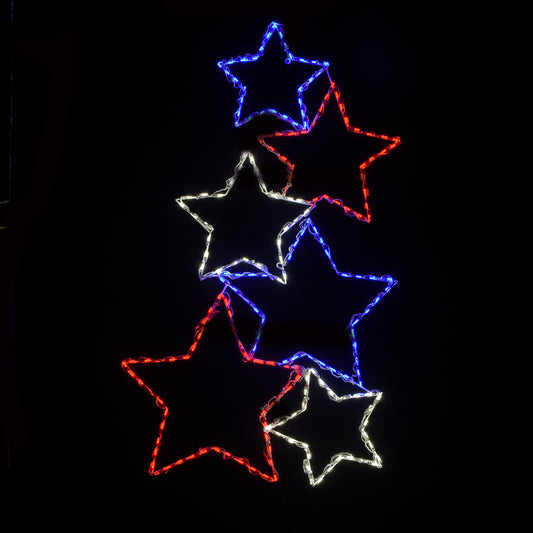 Pantalla LED de Estrellas Apiladas Rojo/Blanco/Azul