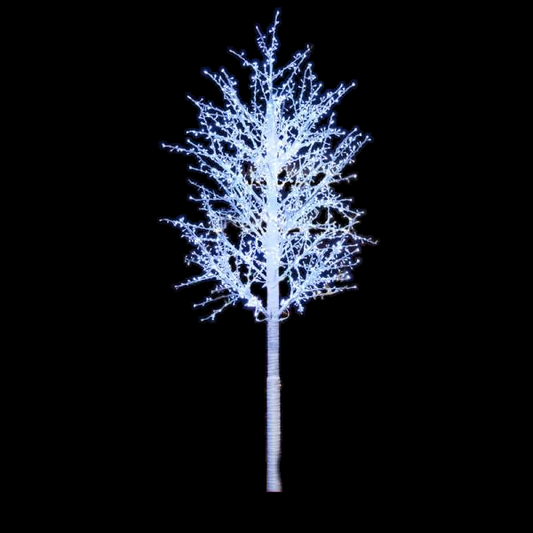 Árbol Linden de 12' LED, tronco blanco, luces blancas