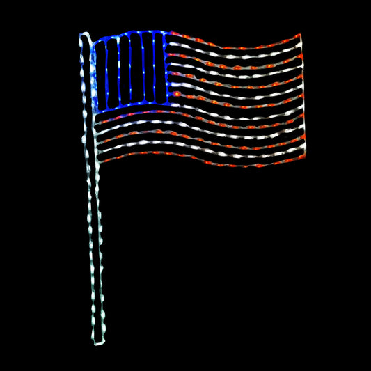 Bandera Americana en Asta con Pantalla LED
