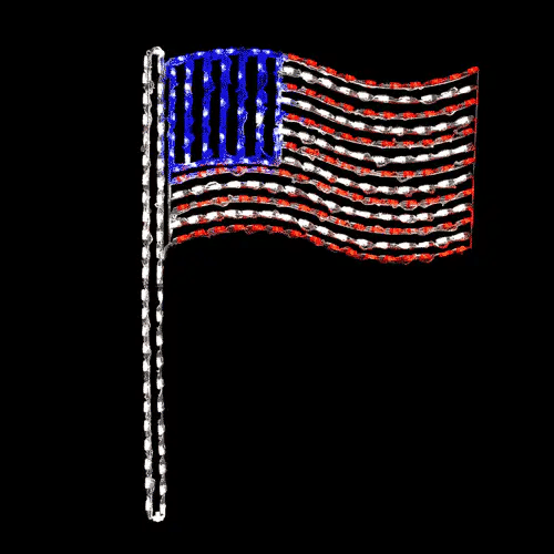 Bandera Americana en Asta con Pantalla LED