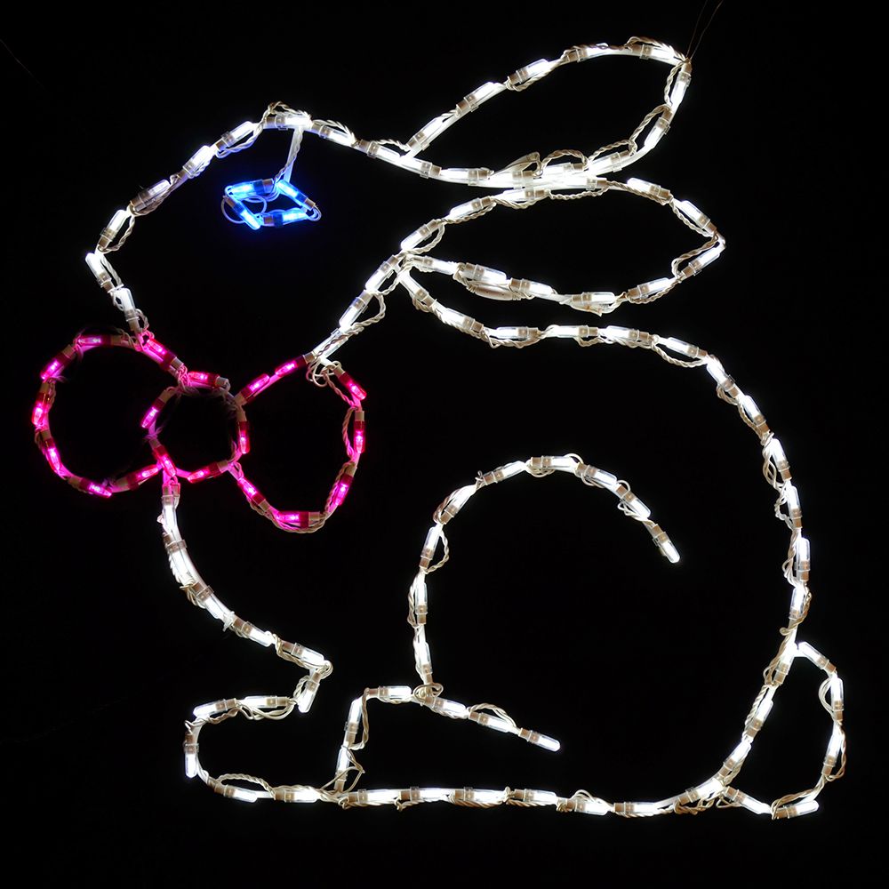 Exhibición LED de conejito de Pascua con corbatín